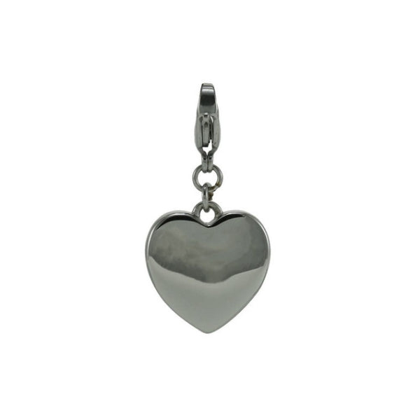 The Heart Keepsake Charm, available at Magnolia Cremations, is a silver-tone stainless steel charm designed to hold a small portion of ashes. Its smooth, polished surface offers an elegant look and an option for personalized engraving. This delicate charm features a secure clasp, making it a perfect addition to a charm bracelet or necklace.