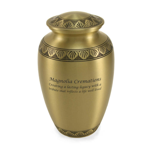 Classic Athena cremation urn in bronze with optional engraving for personalization.