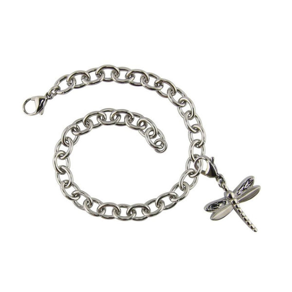 Bracelet with dragonfly charm, memorial keepsake symbolizing transformation, resilience, and renewal.