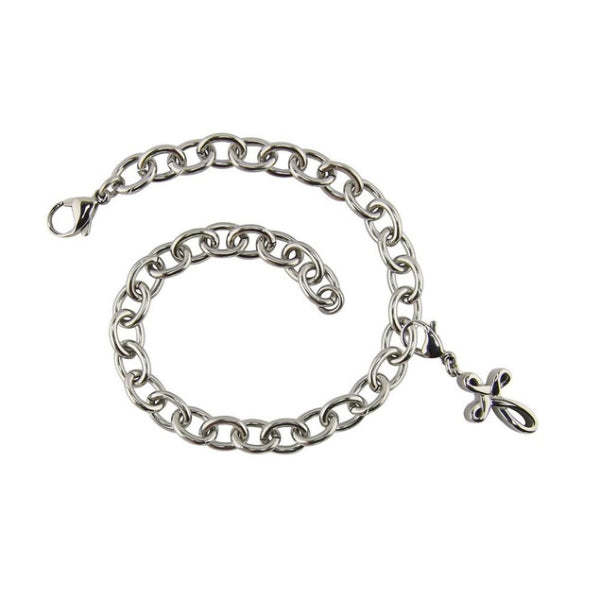 Bracelet with Infinity Cross charm, memorial keepsake symbolizing eternal faith, love, and hope.