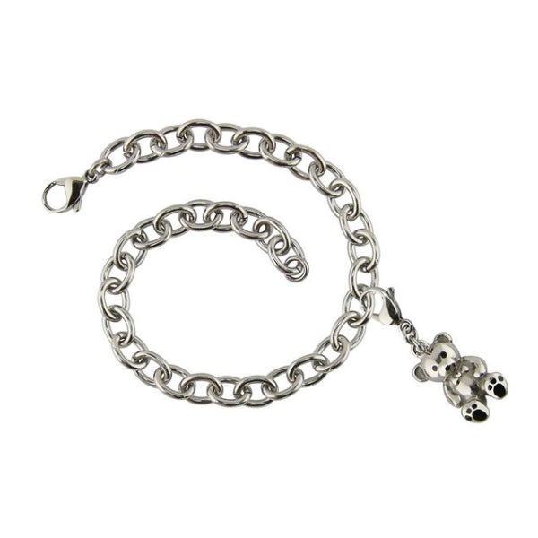 Bracelet with teddy bear charm, memorial keepsake symbolizing love, comfort, and remembrance.