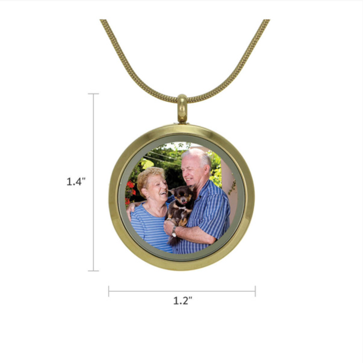 Bronze companion round hinged cremation pendant. This unique piece of jewelry features a hinged glass front for displaying a photo and two separate compartments on the back for holding a small amount of ashes. A beautiful way to keep two loved ones close.