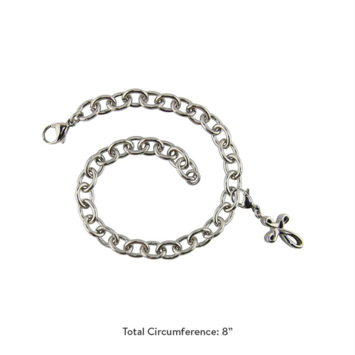 Infinity cross cremation charm bracelet.  The infinity cross represents eternal love and faith, making this bracelet a touching tribute to a loved one. It features a small urn charm designed to hold a portion of ashes.