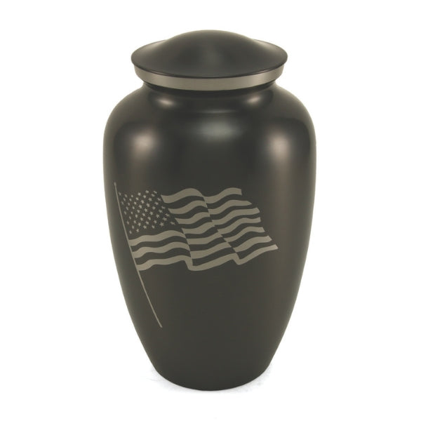 Classic Flag Slate cremation urn with an American flag design.