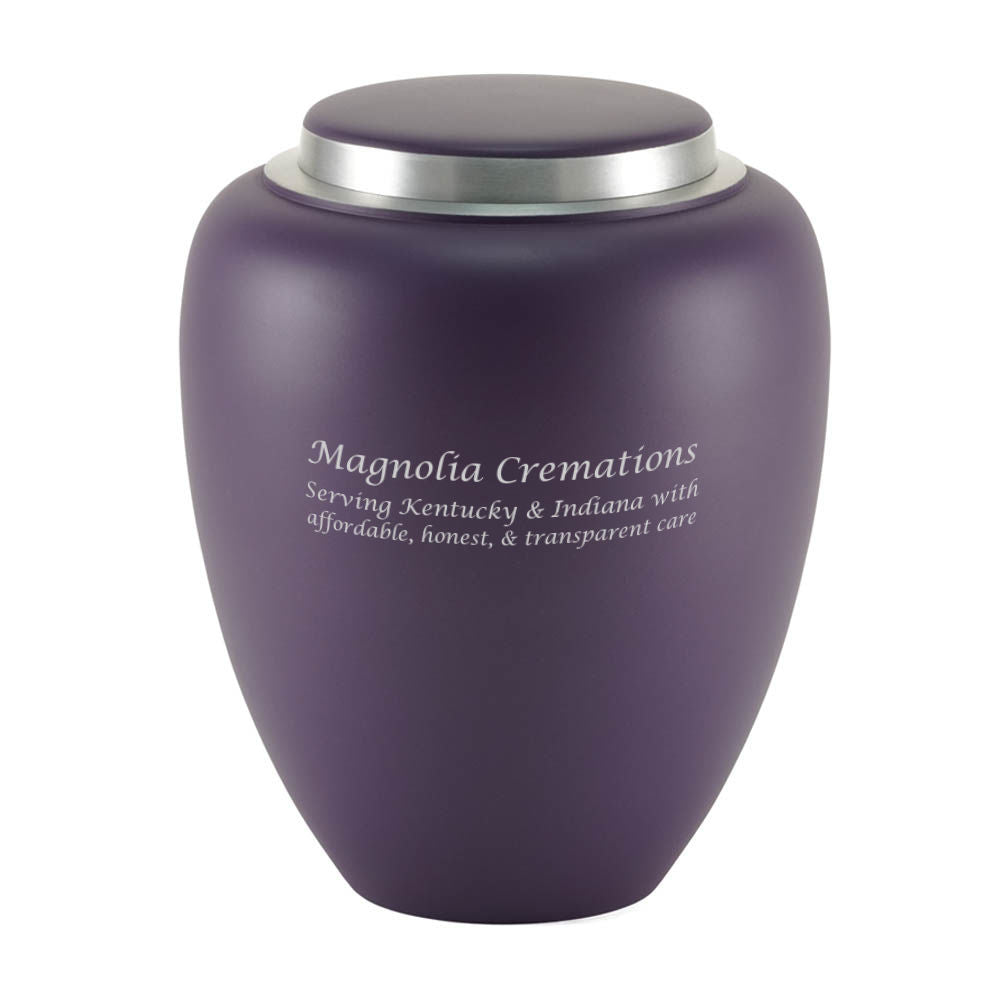 Modern cylindrical urn in a vibrant amethyst hue.