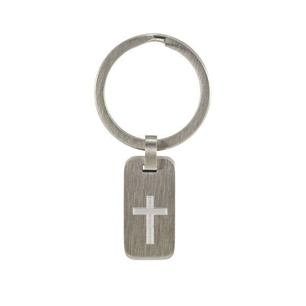 Cross-shaped keychain for ashes, made of stainless steel.