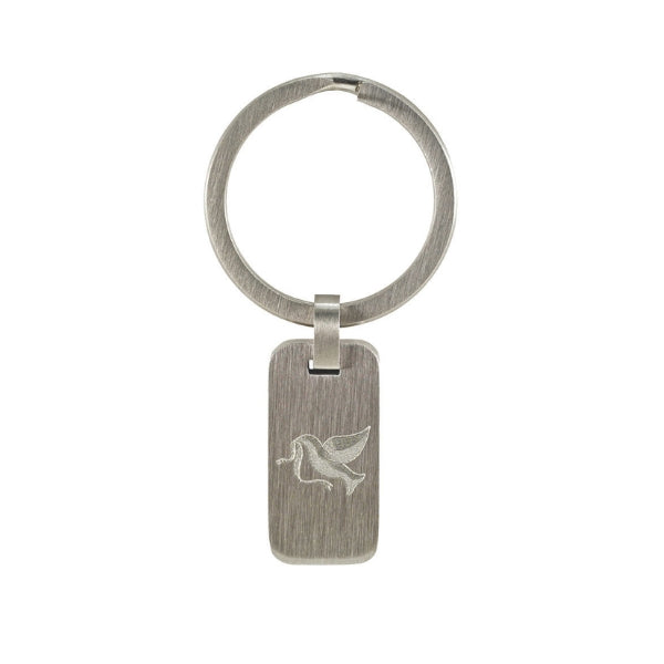 Dove-shaped keychain for ashes, made of stainless steel.