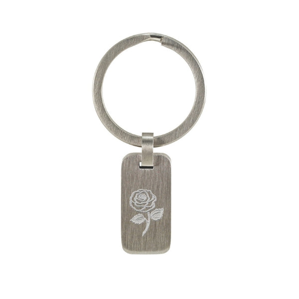 Rose-shaped keychain for ashes, made of stainless steel.