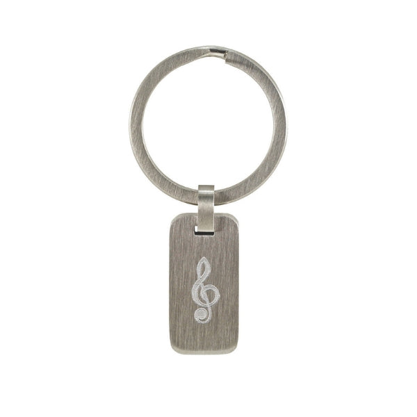 Stainless steel keychain with a treble clef design, symbolizing a love of music and remembrance.