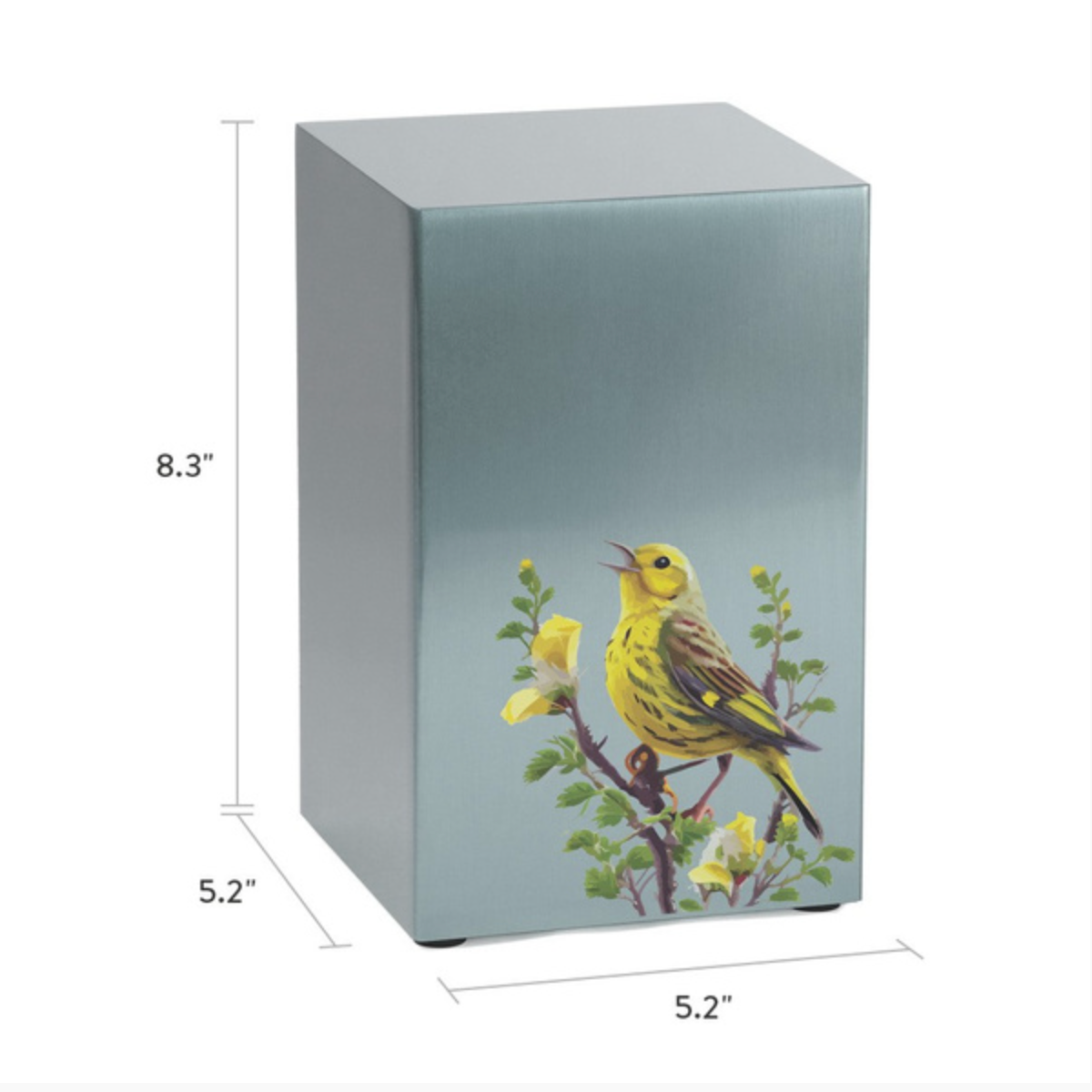 Life Canvas Birds Pewter Companion Urn (Right Side). Full-size urn with a pewter finish and bird scene, pairs with the left-side urn.