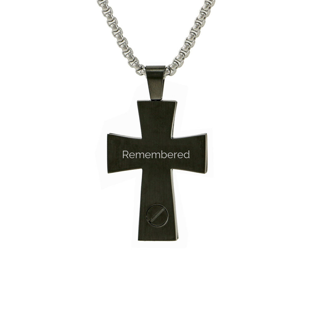 Smooth slate cross pendant with a matching chain.