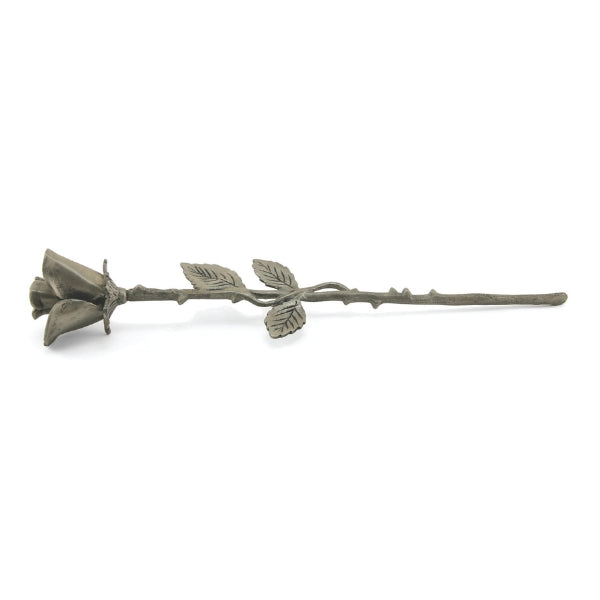 The Pewter Rose Keepsake from Magnolia Cremations is a finely detailed brass memorial piece with a silver-toned bloom and an intricately textured stem. Designed to hold a small portion of ashes, this elegant keepsake serves as a timeless tribute to a cherished loved one.